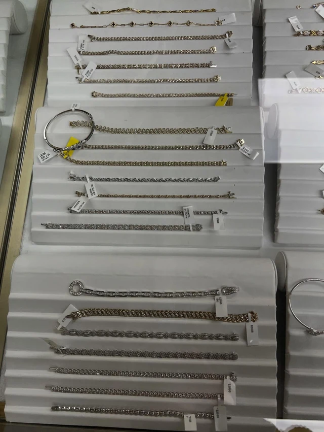 Bracelets arranged on a jewelry tray