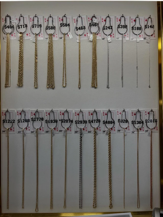 Gold chains displayed at King of Diamond Buffalo